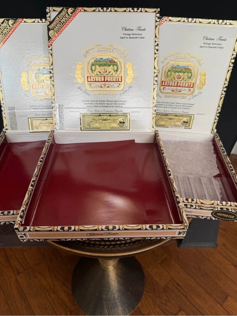 Arturo Fuente empty cigar box. Rich Brown with Gold Accent’s great for Cigar Bar